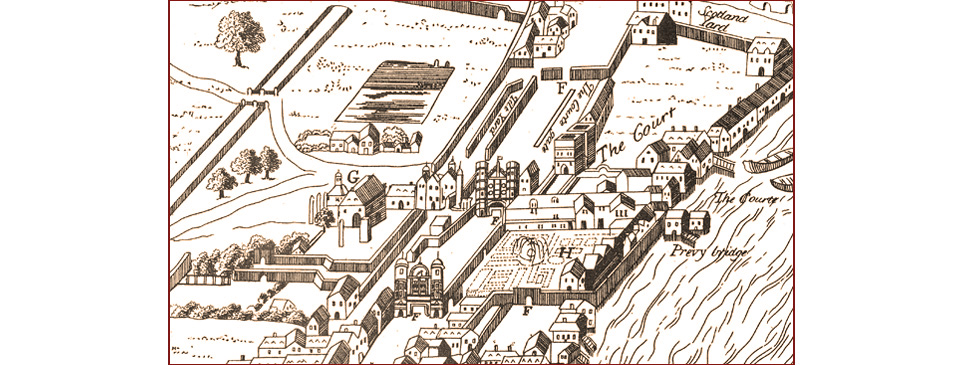 The Tudor Whitehall Palace The History Of London   Ralph Agas Map Resized With Border 2 From Palace To Power P1 